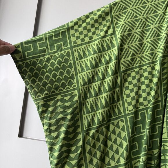 Hawaii's Finest Kimono Cardigan Womens XS Green Polynesian Tapa Open Front Wrap - Picture 5 of 10